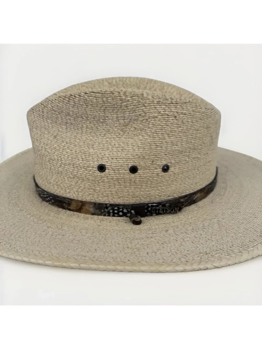 Stetson Palm Straw Cumberland Hat in Toasted size XL Men's Leather Chin Strap